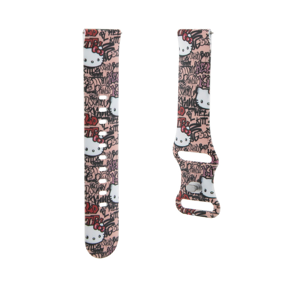 Silikónový remienok Hello Kitty s graffiti vzorom pre Samsung Galaxy Watch / Huawei Watch Series, Ružový