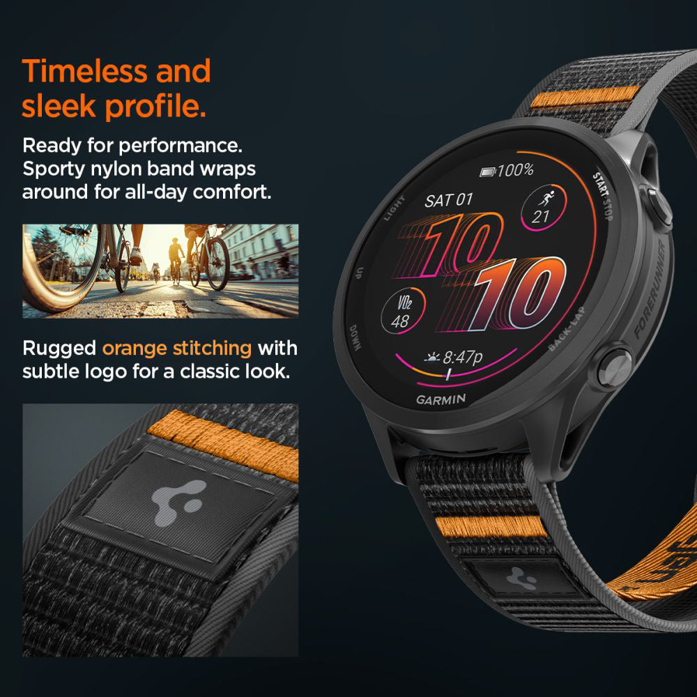 Remienok Spigen Athlex Air 2 pre Garmin Watch Venu / Forerunner Series, 22mm, Čierno Oranžový AMP11425