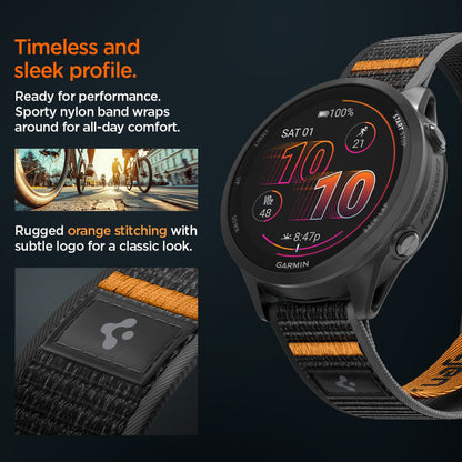 Remienok Spigen Athlex Air 2 pre Garmin Watch Venu / Forerunner Series, 22mm, Čierno Oranžový AMP11425
