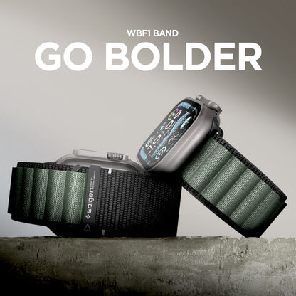 Spigen WBF1 Strap for Apple Watch 49mm / 46mm / 45mm / 44mm Series, Black Green