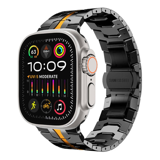 Techsuit W063 remienok pre Apple Watch 49mm / 46mm / 45mm / 44mm / 42mm Series, Čierno-oranžový