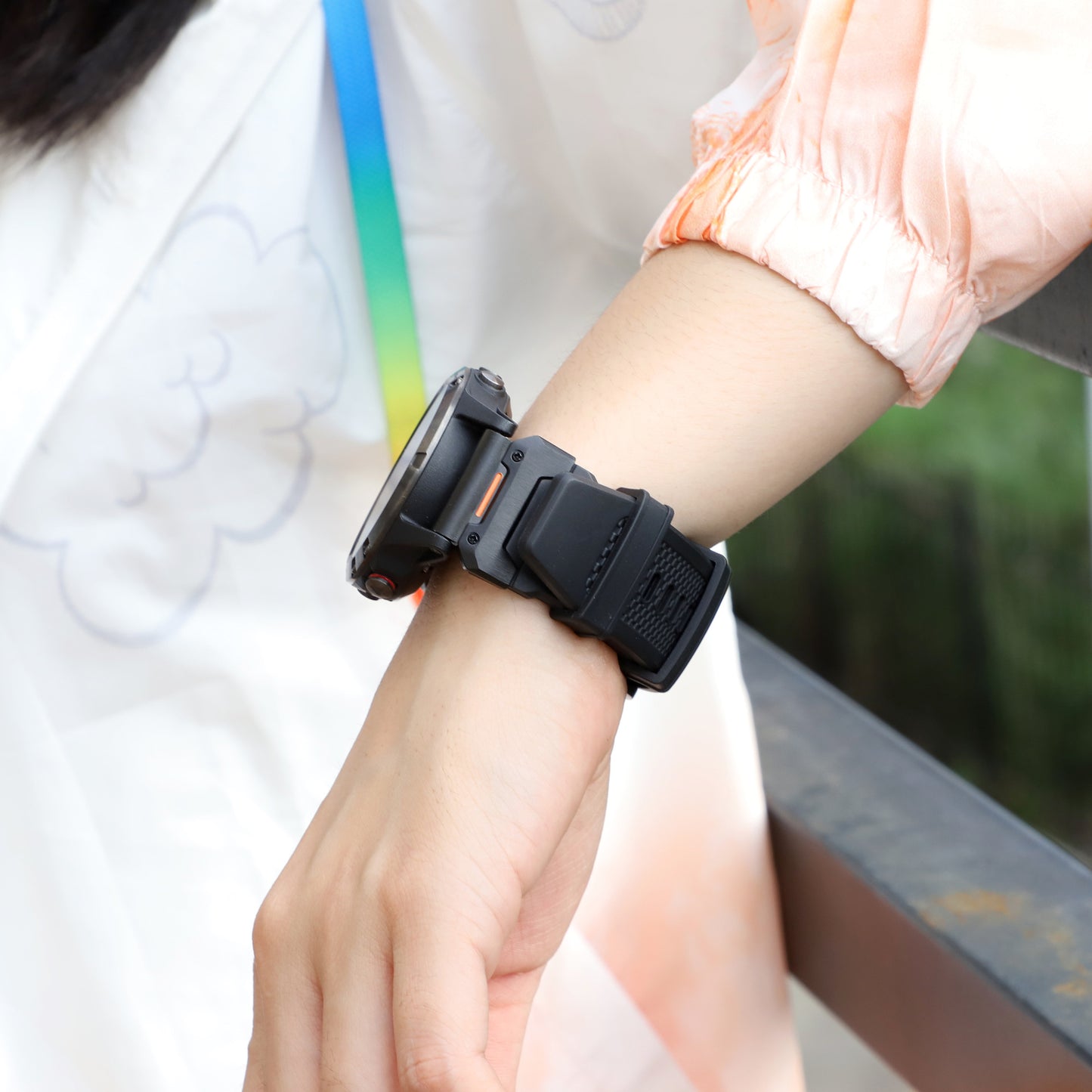 Techsuit W068 remienok pre Garmin Watch Fenix / Forerunner / Approach Series, 22mm, Čierno-oranžový