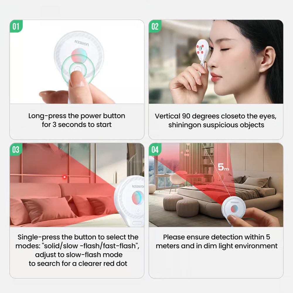 Detektor skrytých kamier UGREEN LP793 (35579), Čierny