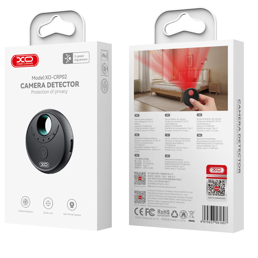 Detektor skrytých kamier XO Design CRP02, Čierny