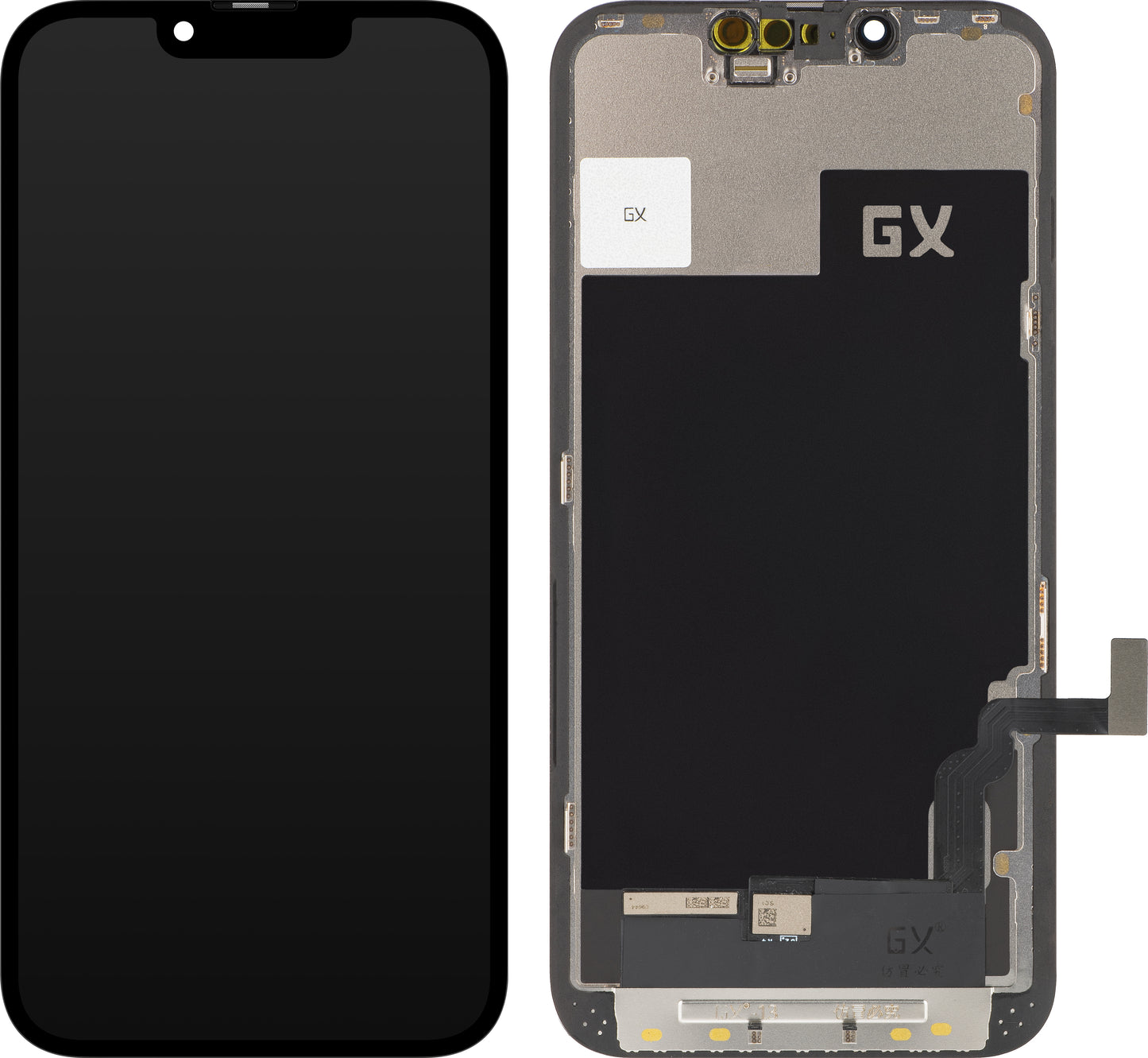 Dotykový displej GX pre Apple iPhone 13, s rámom, pohyblivá verzia OLED IC, čierny