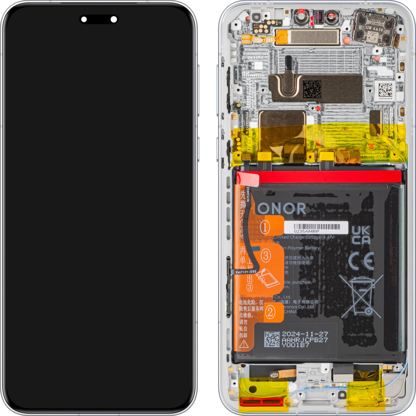 Displej s dotykovou obrazovkou Honor Magic7 Pro, s rámom a batériou, sivý (Lunar shadow Grey), Service Pack 0235AMRN