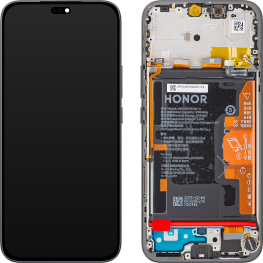 Displej s dotykovou obrazovkou Honor 400 Lite, s rámom a batériou, čierna (Velvet Black), Service Pack 0235ANSY