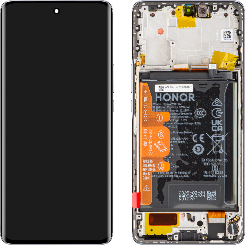 Displej s dotykovou obrazovkou Honor X50, s rámom a batériou, strieborný, Service Pack 0235AGJH