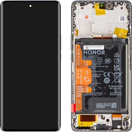 Displej s dotykovou obrazovkou Honor X50, s rámom a batériou, strieborný, Service Pack 0235AGJH