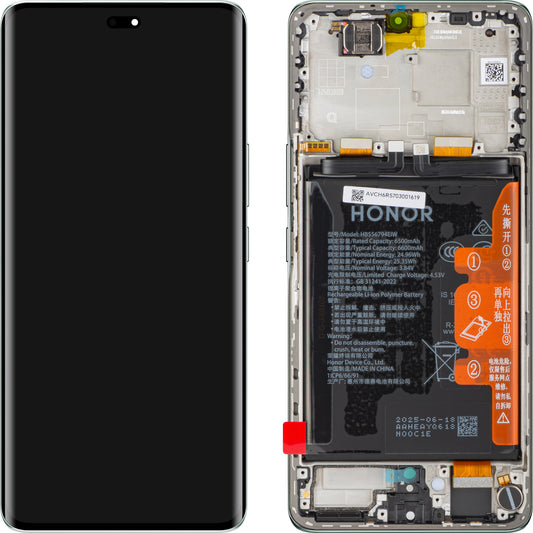 Honor Magic7 Lite Display with Touchscreen, Frame and Battery, Turquoise (Jade Cyan), Service Pack 0235AMQQ