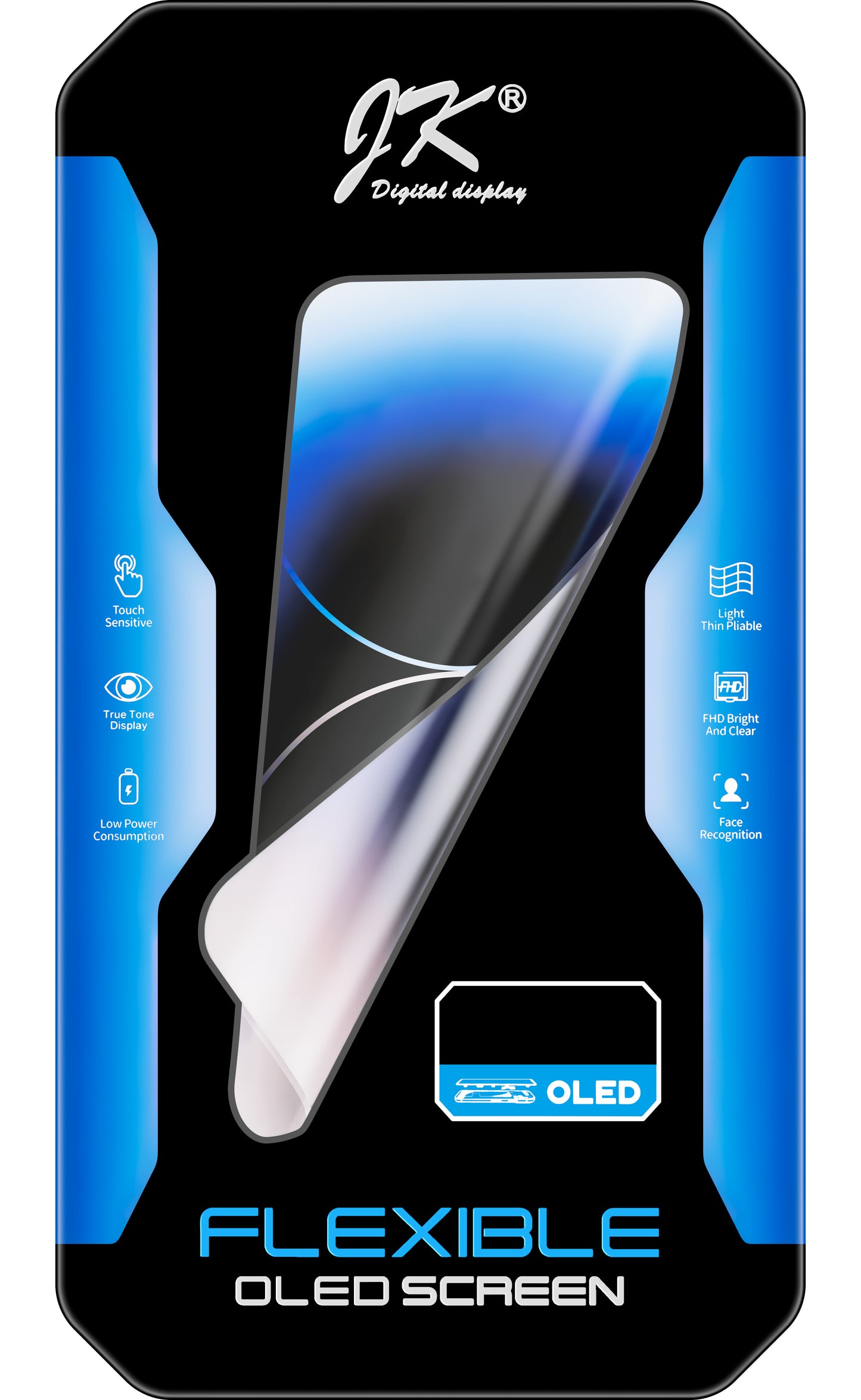 JK dotykový displej pre Apple iPhone 12 / 12 Pro, s rámom, OLED IC pohyblivá verzia, čierny