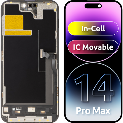 Dotykový displej JK pre Apple iPhone 14 Pro Max, s rámom, verzia s pohyblivým LCD displejom s integrovaným integrovaným obvodom, čierny