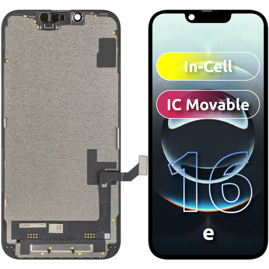 Displej s dotykovou obrazovkou JK pre Apple iPhone 16e, s rámom, verzia LCD In-Cell IC Movable, čierna