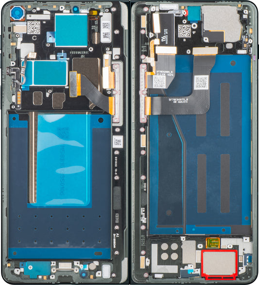 Dotykový displej Motorola Razr Fold, s rámom, pod vnútornou časťou, čierny (Pantone Blackened Blue) Service Pack 5D68C32444