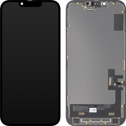 Displej s dotykovou obrazovkou MP kompatibilný s Apple iPhone 14, s rámom, verzia Soft OLED FHD Diagnostic, čierna