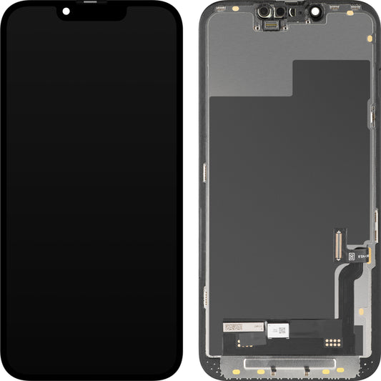 Displej s dotykovou obrazovkou MP kompatibilný s Apple iPhone 13, s rámom, verzia Soft OLED FHD Diagnostic, čierna