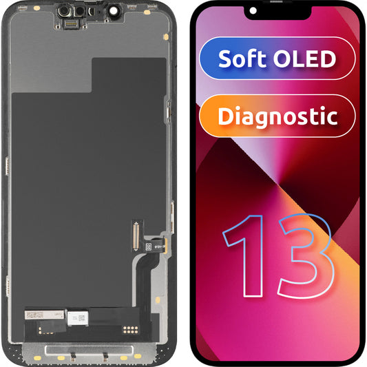 Displej s dotykovou obrazovkou MP kompatibilný s Apple iPhone 13, s rámom, softvérová verzia OLED FHD diagnostika, čierny, znovu zabalený