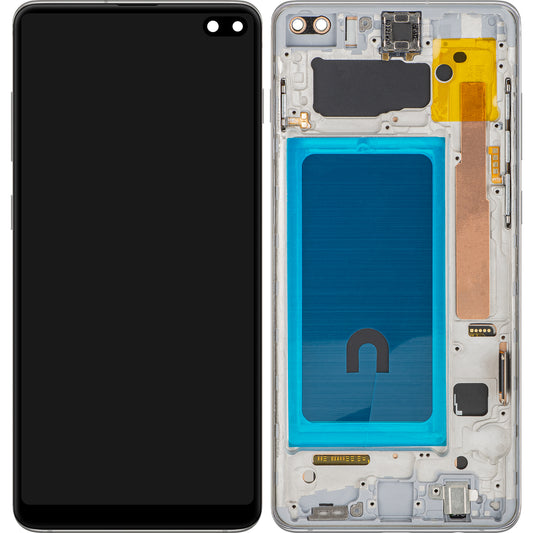 Display s dotykovým displejom MP kompatibilný so Samsung Galaxy S10+ G975, s rámom, strieborný.