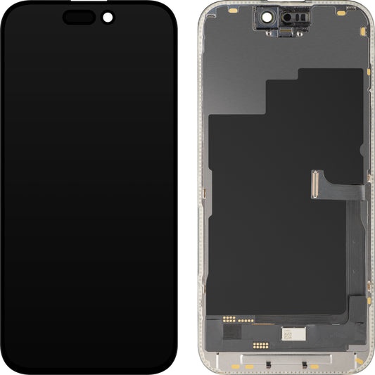 Displej s dotykovou obrazovkou MP kompatibilný s Apple iPhone 15 Pro, s rámom, verzia OLED FHD Diagnostic, čierna
