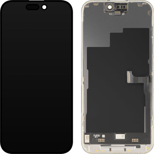 MP dotykový displej kompatibilný s Apple iPhone 15 Pro, s rámom, prémiová verzia Soft OLED FHD 120Hz, čierny