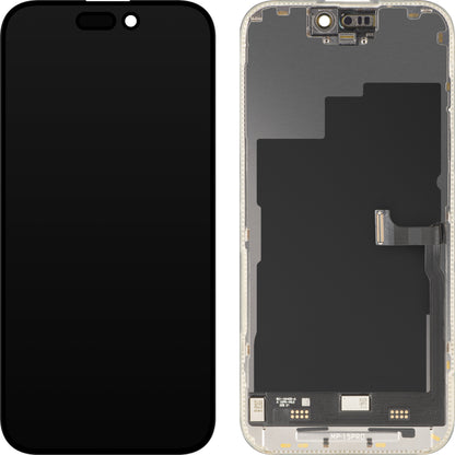 Displej s dotykovou obrazovkou MP kompatibilný s Apple iPhone 15 Pro, s rámom, prémiová verzia Soft OLED FHD 120Hz diagnostická, čierna