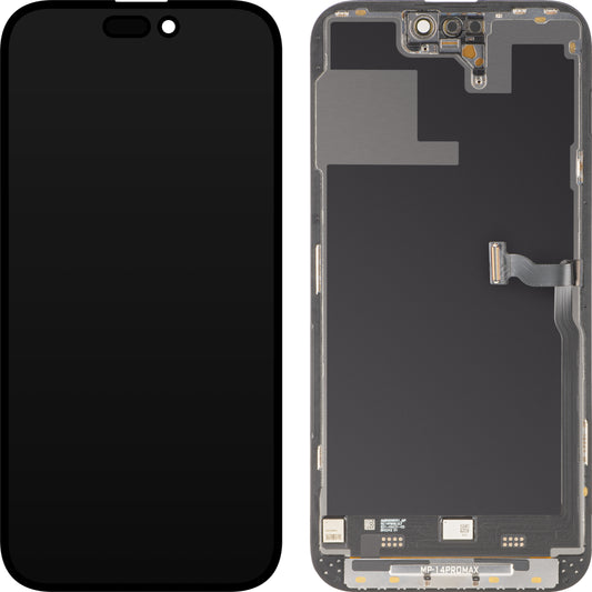 Displej s dotykovou obrazovkou MP kompatibilný s Apple iPhone 14 Pro Max, s rámom, prémiová verzia Soft OLED FHD 120Hz diagnostický, čierny