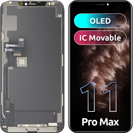 Displej s dotykovou obrazovkou MP kompatibilný s Apple iPhone 11 Pro Max, s rámom, verzia OLED FHD IC pohyblivý, čierny, znovu zabalený