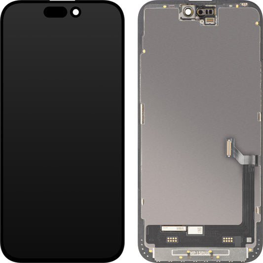 Displej s dotykovou obrazovkou MP kompatibilný s Apple iPhone 15 Plus, s rámom, prémiová verzia Soft OLED FHD 120Hz diagnostická, čierna