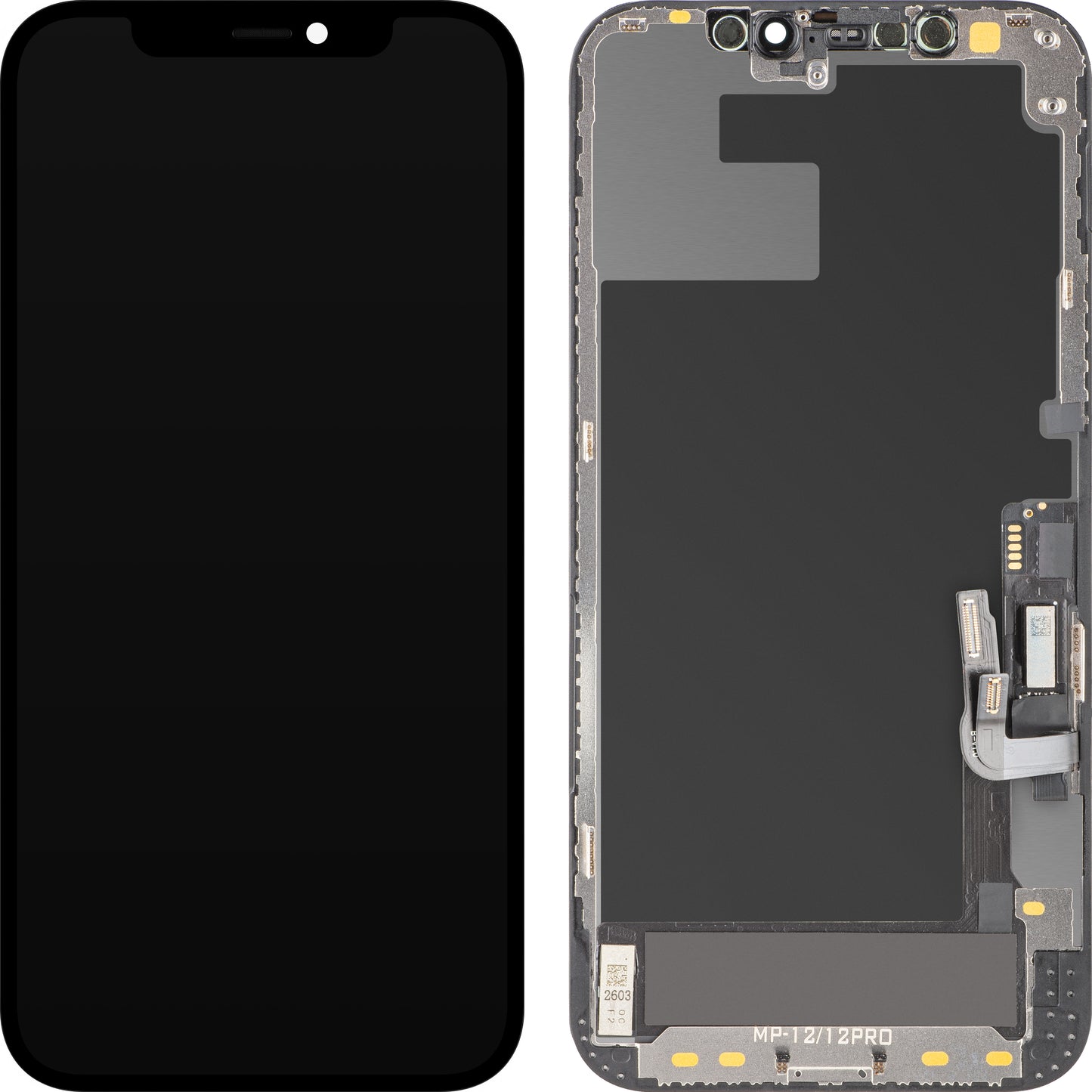 Displej s dotykovou obrazovkou MP kompatibilný s Apple iPhone 12 / 12 Pro, s rámom, softvérová verzia OLED FHD diagnostika, čierny