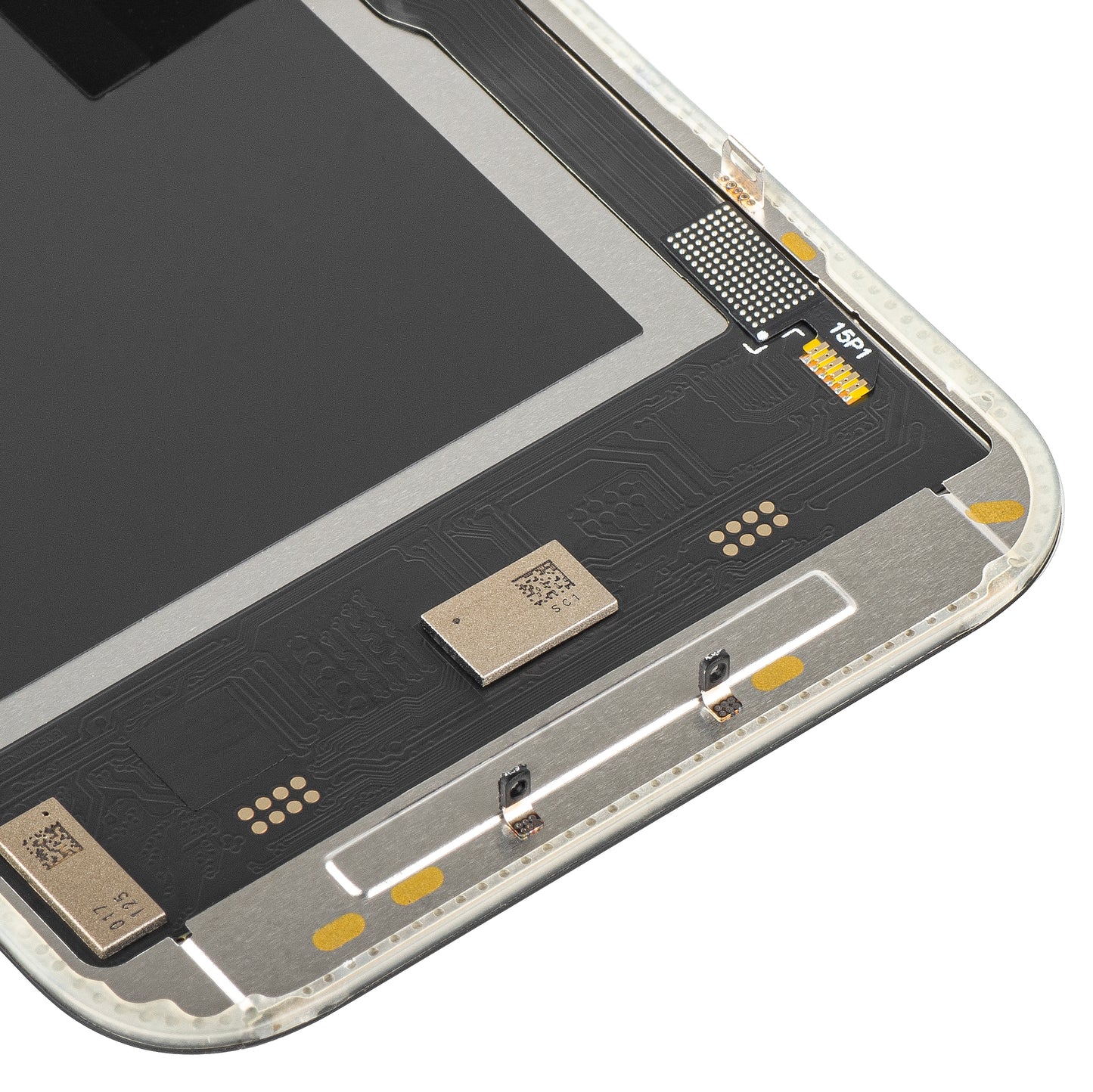Displej s dotykovou obrazovkou MP kompatibilný s Apple iPhone 15 Pro, s rámom, verzia Soft OLED IC Movable 120Hz FHD, čierna
