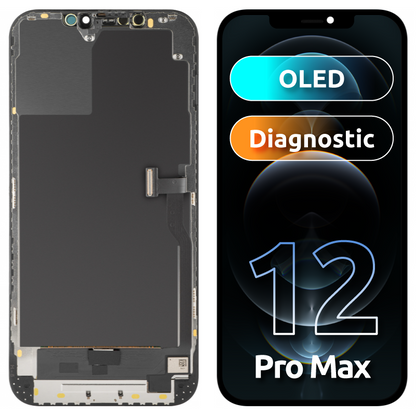 Displej s dotykovou obrazovkou MP kompatibilný s Apple iPhone 12 Pro Max, s rámom, verzia OLED Diagnostic, čierna