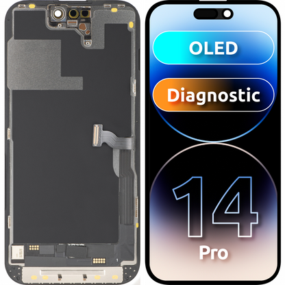 Displej s dotykovou obrazovkou MP kompatibilný s Apple iPhone 14 Pro, s rámom, verzia OLED FHD Diagnostic, čierna