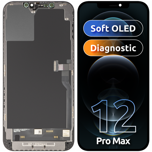 Displej s dotykovou obrazovkou MP kompatibilný s Apple iPhone 12 Pro Max, s rámom, softvérová verzia OLED FHD diagnostika, čierny