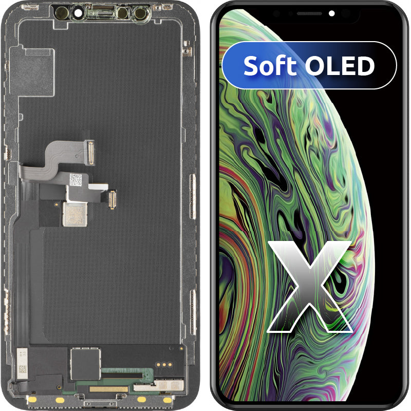 Displej s dotykovou obrazovkou MP kompatibilný s Apple iPhone X, s rámom, verzia Soft OLED FHD, čierna