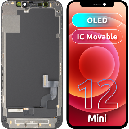 MP dotykový displej kompatibilný s Apple iPhone 12 mini, s rámom, verzia OLED FHD IC Movable, čierny