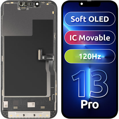 Displej s dotykovou obrazovkou MP kompatibilný s Apple iPhone 13 Pro, s rámom, verzia Soft OLED IC Movable 120Hz FHD, čierna