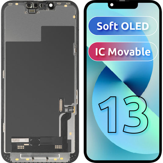 Displej s dotykovou obrazovkou MP kompatibilný s Apple iPhone 13, s rámom, verzia Soft OLED IC Movable FHD, čierna