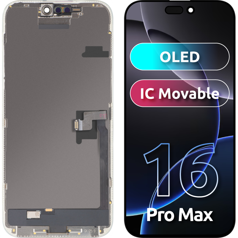 Displej s dotykovou obrazovkou MP kompatibilný s Apple iPhone 16 Pro Max, s rámom, verzia OLED FHD IC Movable, čierna