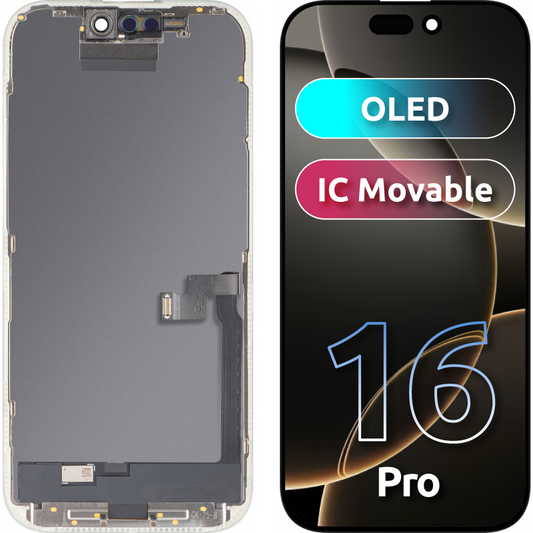Displej s dotykovou obrazovkou MP kompatibilný s Apple iPhone 16 Pro, s rámom, verzia OLED FHD IC Movable, čierna