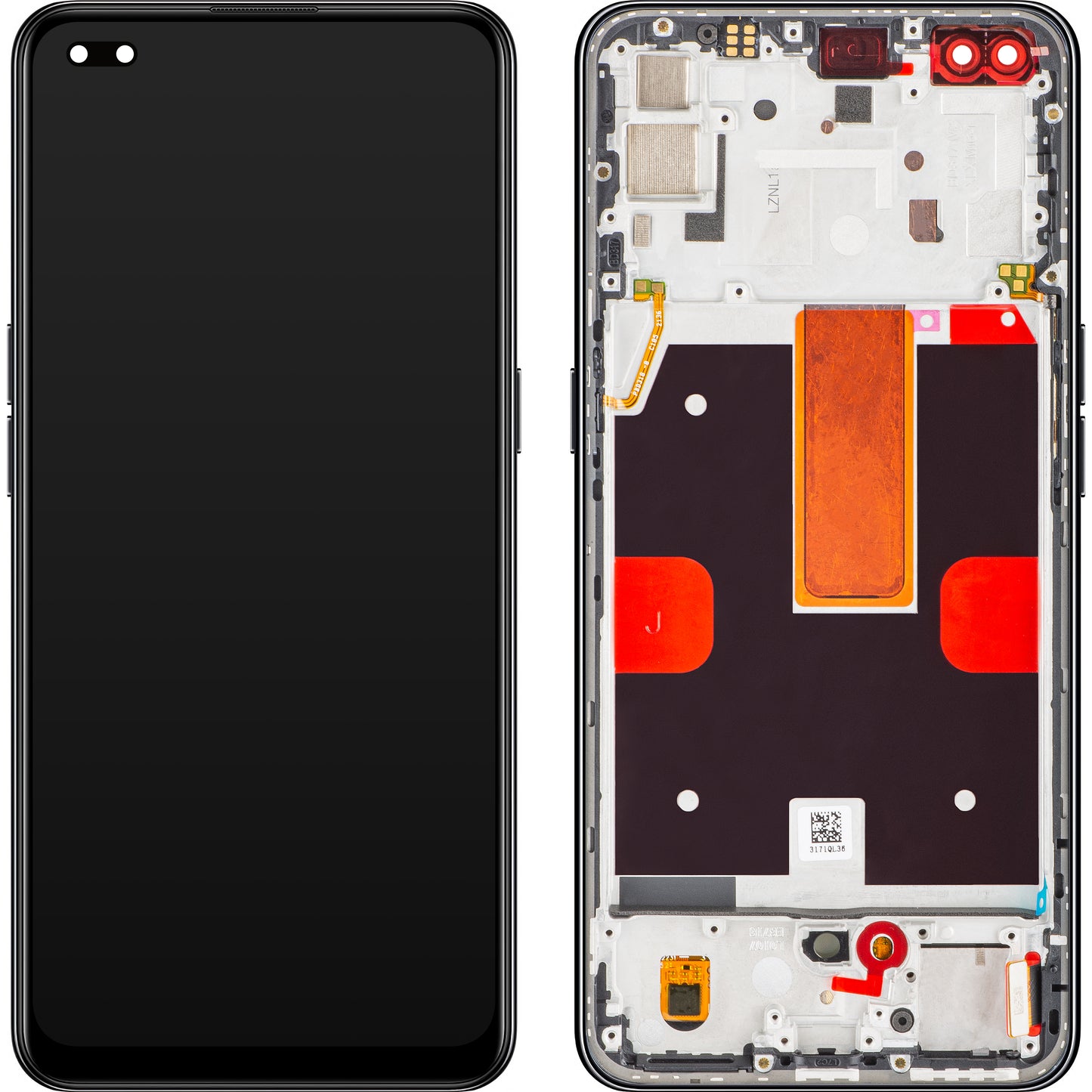 Touchscreen Display Oppo Reno4 5G, with Frame, Space Black, Service Pack 4904705