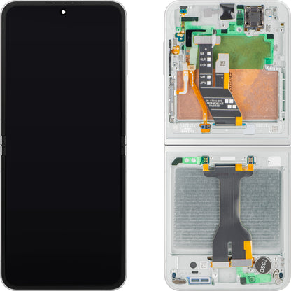 Displej s dotykovou obrazovkou Samsung Galaxy Z Flip7 FE F761, s rámom, Sub Inner, biely, Service Pack GH82-37734B