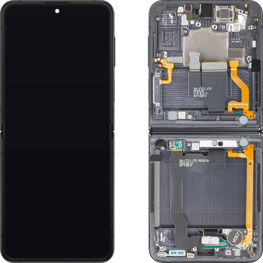 Displej s dotykovou obrazovkou Samsung Galaxy Z Flip4 F721, s rámom, pod vnútornou časťou, sivý (Graphite), servisný balík GH82-30238A