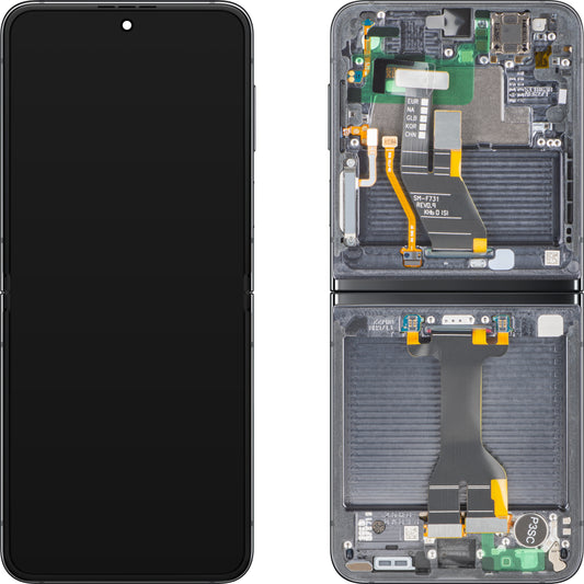 Displej s dotykovou obrazovkou Samsung Galaxy Z Flip5 F731, s rámom, Sub Inner, sivý (Graphite), Service Pack GH82-31827A