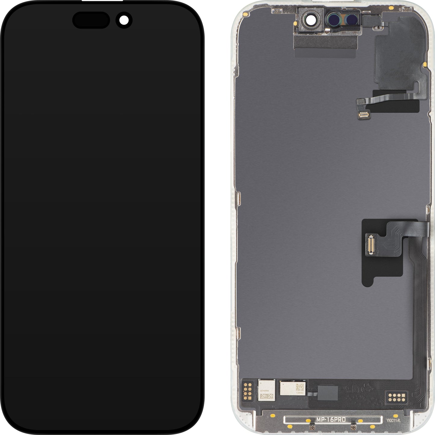Displej s dotykovou obrazovkou a svetelným proximálnym senzorom MP kompatibilný s Apple iPhone 16 Pro, s rámom, softvérová verzia OLED FHD 120Hz diagnostika, čierny