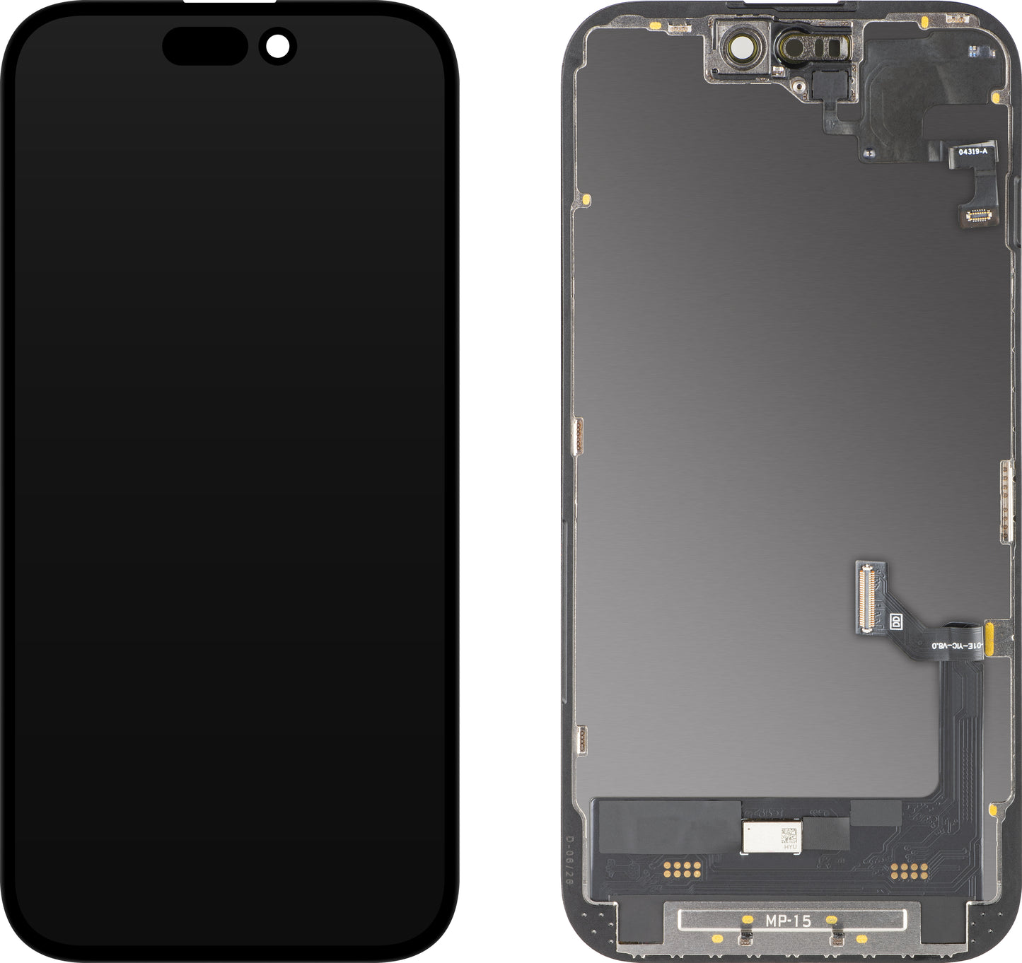 Displej s dotykovou obrazovkou a snímačom priblíženia MP kompatibilný s Apple iPhone 15, s rámom, softvérová verzia OLED FHD diagnostika, čierny
