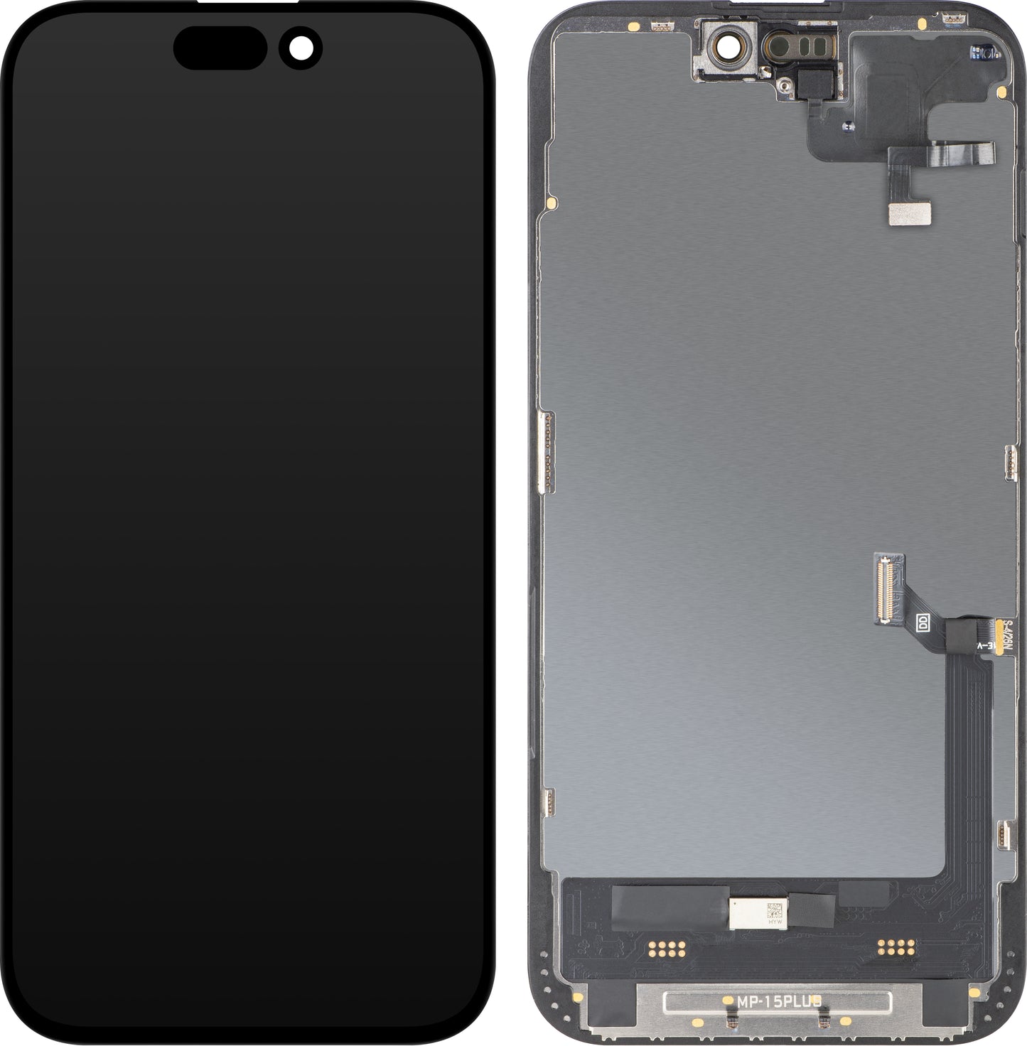 Touchscreen Display with MP Proximity Sensor compatible with Apple iPhone 15 Plus, with Frame, OLED FHD Diagnostic Software Version, Black