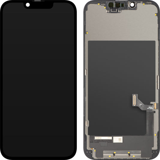 Displej so dotykovou obrazovkou ZY pre Apple iPhone 17e / 16e, s rámom, verzia LCD In-Cell IC pohyblivá, čierna