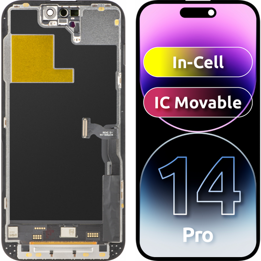 ZY dotykový displej pre Apple iPhone 14 Pro, s rámom, verzia s pohyblivým LCD displejom In-Cell IC, čierny 