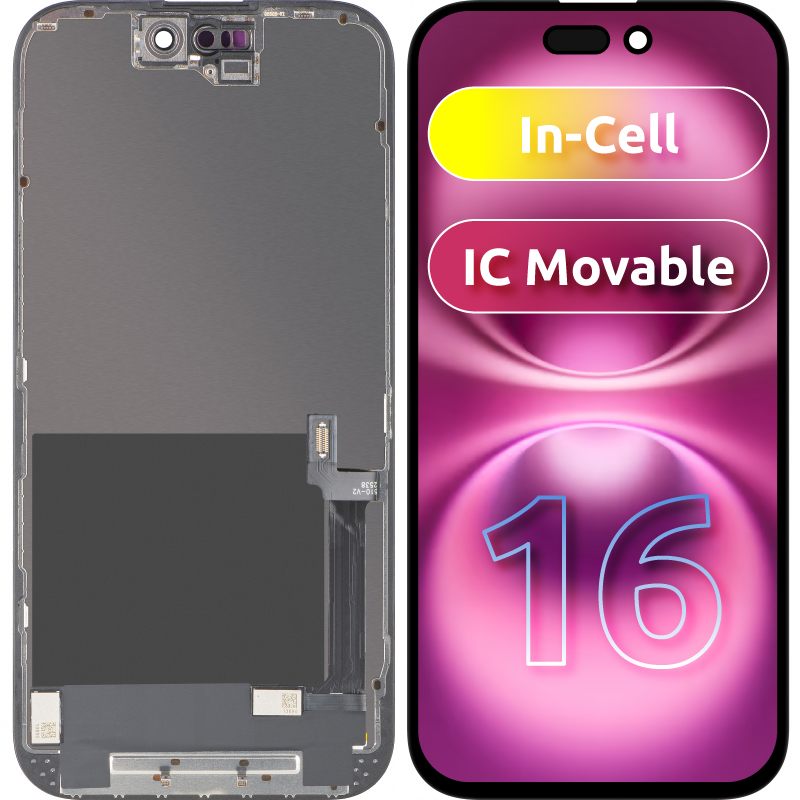 ZY Touchscreen Display for Apple iPhone 16, with Frame, Movable In-Cell IC LCD Version, Black