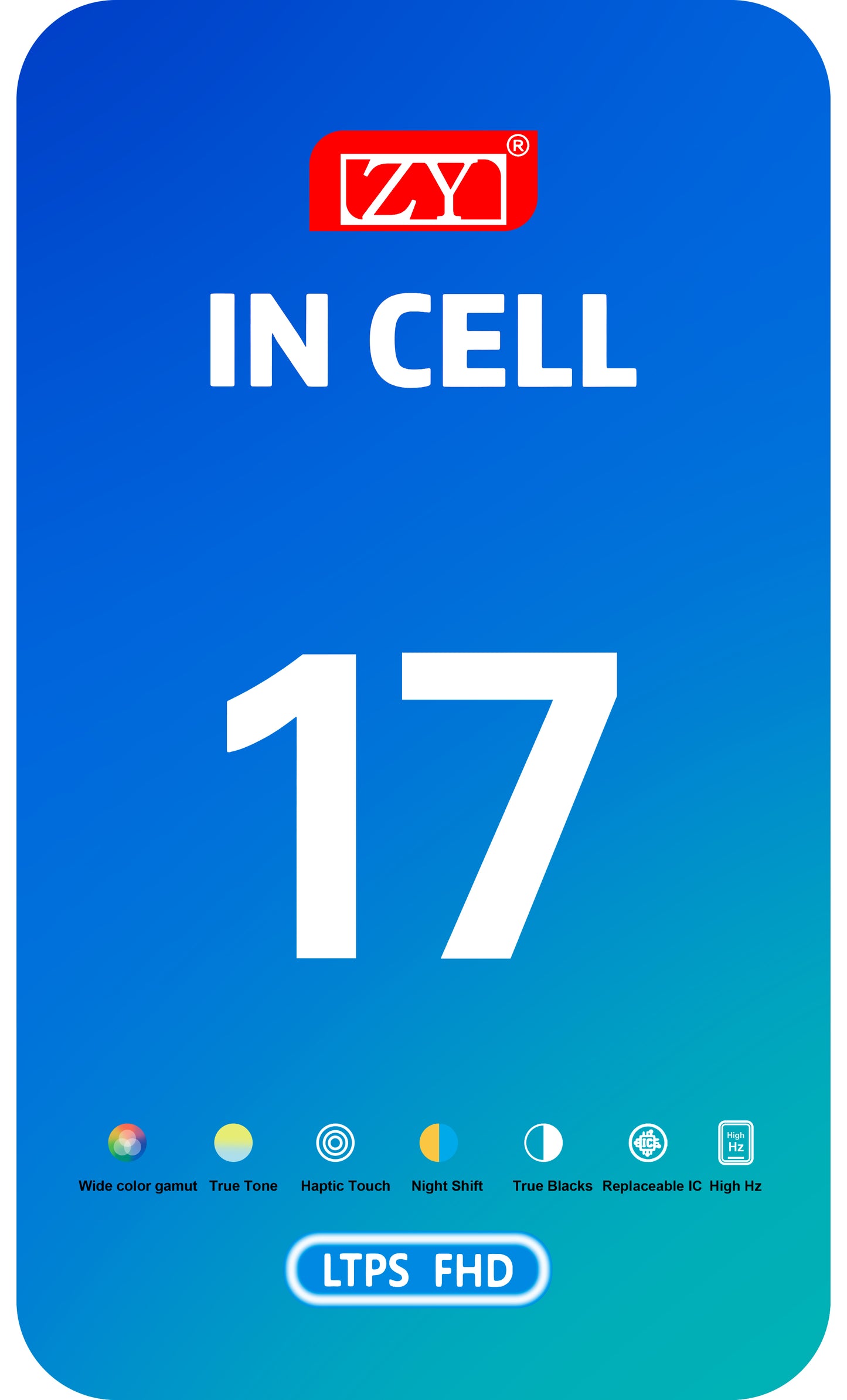 Displej s dotykovou obrazovkou ZY pre Apple iPhone 17, s rámom, verzia LCD In-Cell IC Movable, čierna